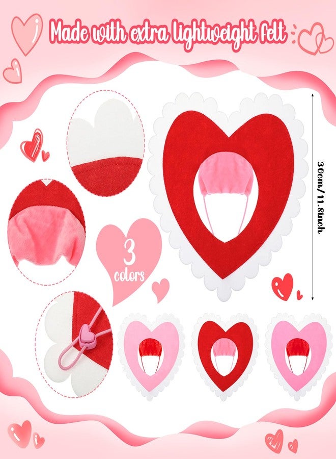 Abbylike 3 Pcs Valentine's Day Dog ​​Costume Red Pink White Heart Shaped Headband Cute Pet Hat Clothes Adjustable Love Themed Headwear Cats and Dogs Outfits Gift for Birthday Holiday Party(Small) - Image 2